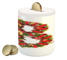 Christmas Alphabet Piggy Bank Ceramic Coin Bank Money Box for Cash Saving