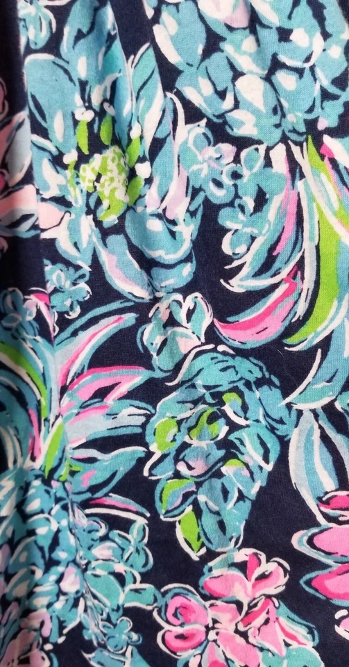 Vestido Lilly Pulitzer Niñas XL 12/14 Mangas Largas Rosa Caliente Azul Floral Piñas Foto 2 de 4