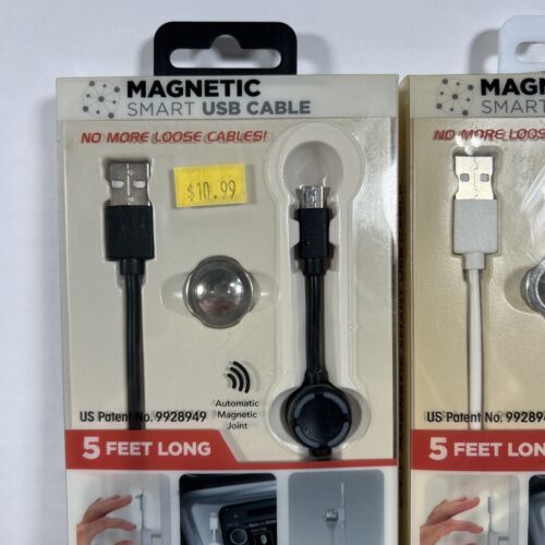 (2) Micro USB Magnetic 5 Feet Cable, Charger Lead For Universal Gadgets - Picture 2 of 6