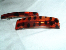 Pair Tiger Skin Lucite Small and Large Hair Barrettes