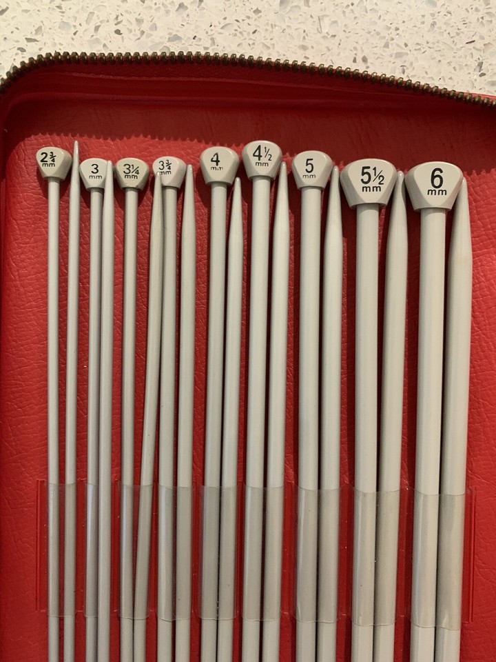 RARE Deluxe Set of Vintage AERO Metric Knitting Needles 35cm (14”) in