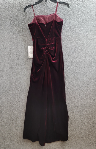 Xscape Petite Velvet Bustier Sleeveless Side-Slit Gown Women's 6P Burgundy - Picture 9 of 16