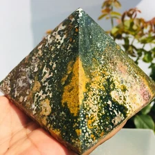 603g Natural Ocean Jasper Pyramid Quartz Crystal Mineral Specimen Healing