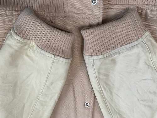 ZARA Girls Varsity Baseball Jacket Bomber Cream Blush SZ 10years Leather Sleeve - Picture 13 of 22