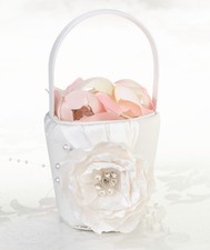 flower girl basket wedding ceremony cream satin