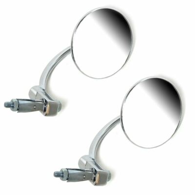 Cafe Racer Style 7/8'' Chrome Bar End Motorcycle Mirrors Pair 4'' Head 