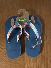 Sanuk Ashland Kids Tie Dye Turqoise Flip Flops / Sandals NEW- 13/1