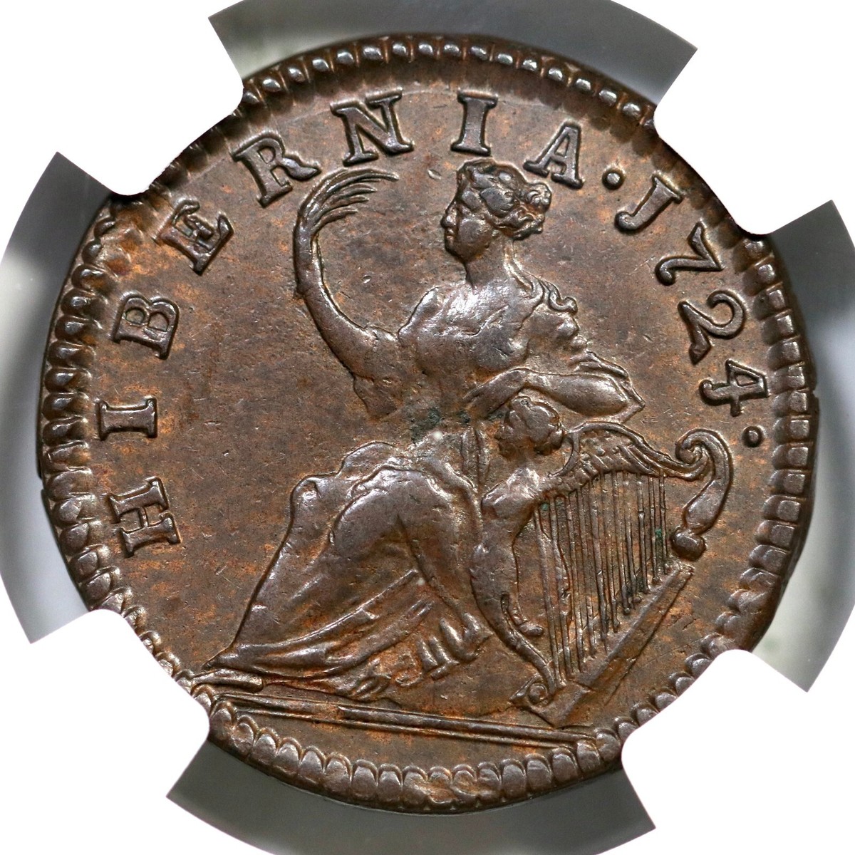 1724 W-13690 NGC MS 63 BN Wood's Hibernia Half Penny Colonial