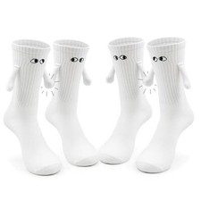 Funny Couple Socks Valentines Day Gifts for One Size Standard 2 Pair White