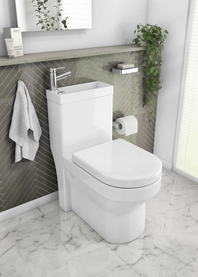 2-in-1 Close Coupled Toilet With Sink On Top - Tap & Waste Included Dual Flush - Image 2 of 4