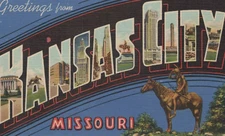 Greetings from Kansas City Missouri - Main Attractions Linen Vintage Post Card
