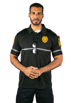 First Class Security Badge and Patch Bike Patrol Polo Shirt with Zipper Pocket a