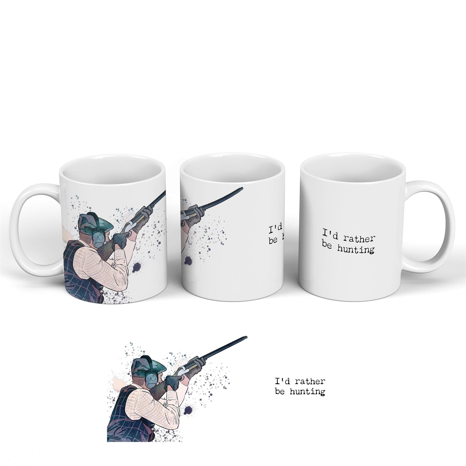 I'd Rather Be Hunting Watercolour Artwork Ceramic Classic Mug