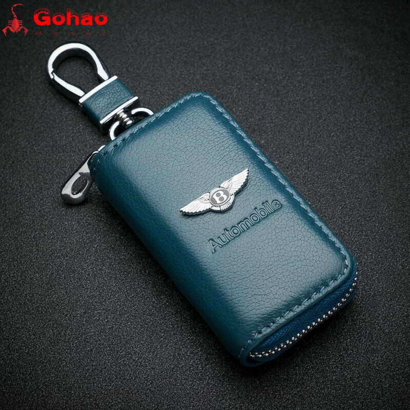 Funda con soporte para llavero de cuero genuino para Bentley Continental GT GTC Arnage Foto 2 de 4