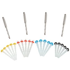 Dental AAA Fiber Post 1.2-1.8mm Resin High-intensity Screw Thread Glass+4 Drills