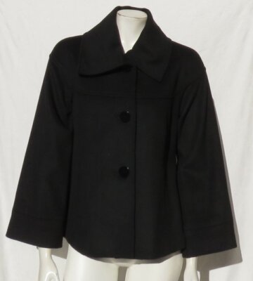 ALFANI Petite US Women s S Black Super Soft Wool Wing Collar Swing Jacket Coat