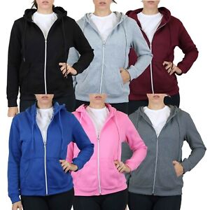 Womens Modern-Fit Fleece-Lined Zip-Up Hoodie Warm Lounge Active Dry NWT (S-3XL) - Click1Get2 Offers