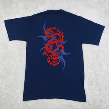 Y2K Chinese Dragon Shirt Mens Large Graphic Print Double Side Grunge Skater