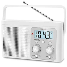 Portable AM/FM Radio with Digital Display Battery or Plug-in Ideal for Seniors