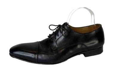 Saks Fifth Avenue Mens Oxfords Cap Toe Black Leather Lace Up 