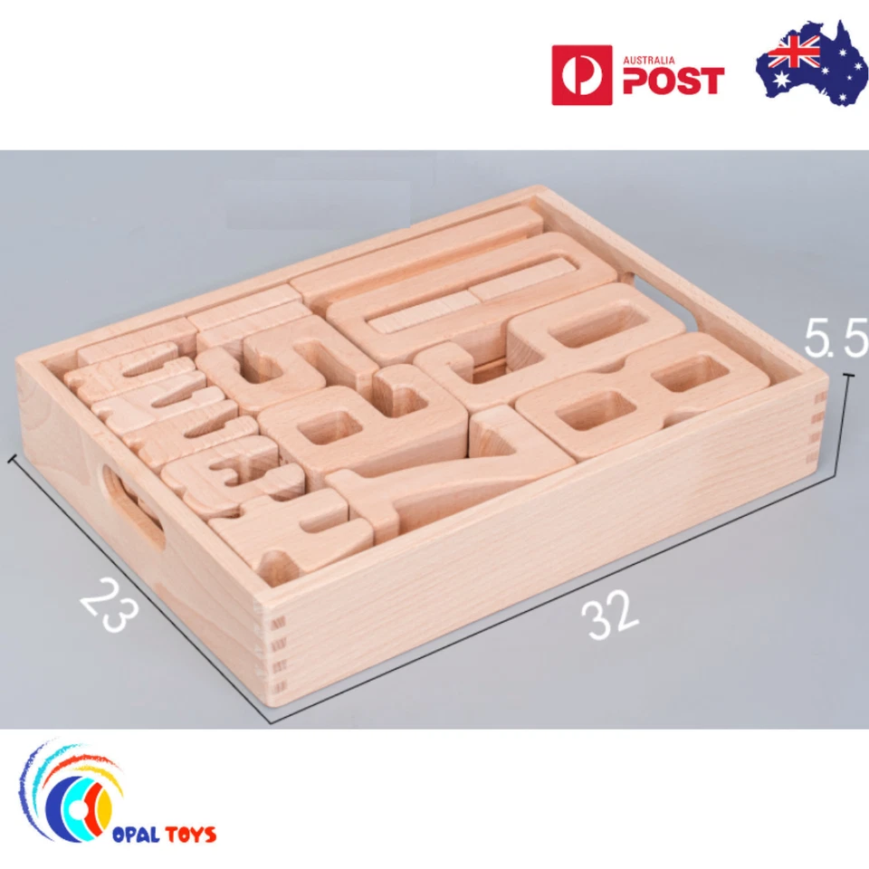 Large Wooden Numbers Puzzle Blocks Math Early Montessori Toy Play Toddler 32 Pcs - Image 3 of 4