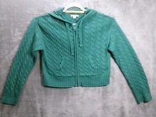 American Eagle Women's Green Cropped Sweater Hoodie Size M