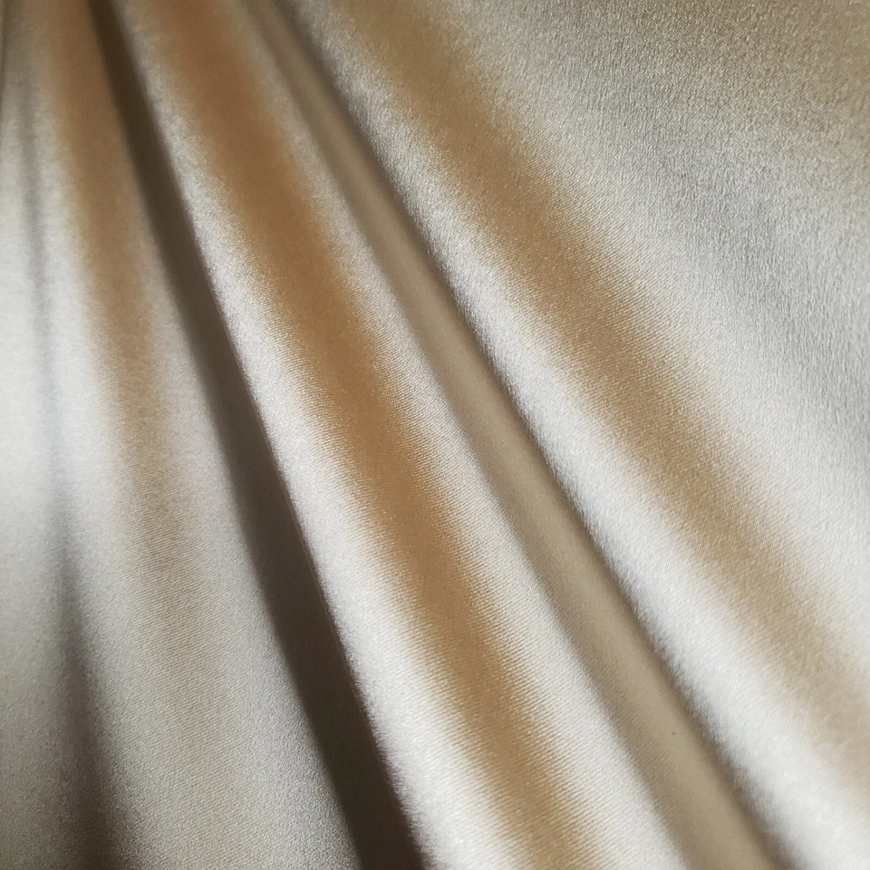 Tecido de cetim stretch ouro champanhe 58" por jarda brilho macio Charmeuse - Imagem 4 de 4