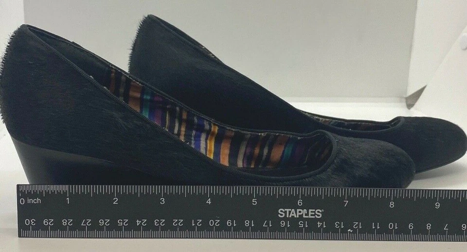 Rachel Rachel Roy Feliora 5 pelo de becerro piel mujer negro cuñas tacones talla 8 M prew Foto 4 de 4