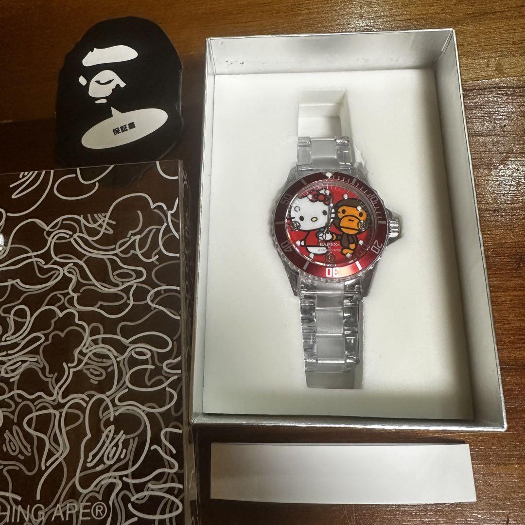 【現品限り一斉値下げ!】 Bapex Milo Baby kitty Hello SANRIO x APE BATHING A Quartz W/Box Wristwatch 時計
