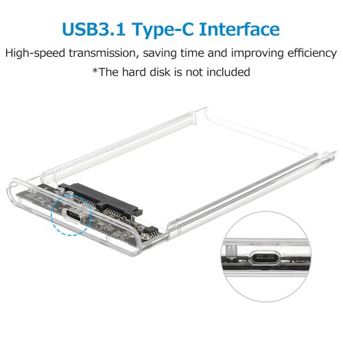 2.5" SATA USB 3.1 Hard Drive Disk HDD SSD Enclosure External Laptop Case K6G7 - Picture 3 of 10