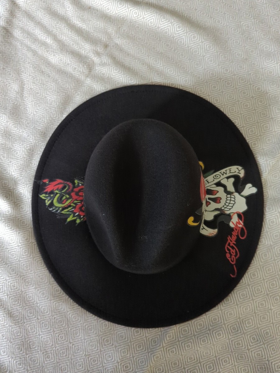 Ed Hardy Love Kills Slowly Fedora Hat NWT NWT Ed Hardy Black Fedora Hat Skull Tattoo/Rose/Dragon “Love  main image 4