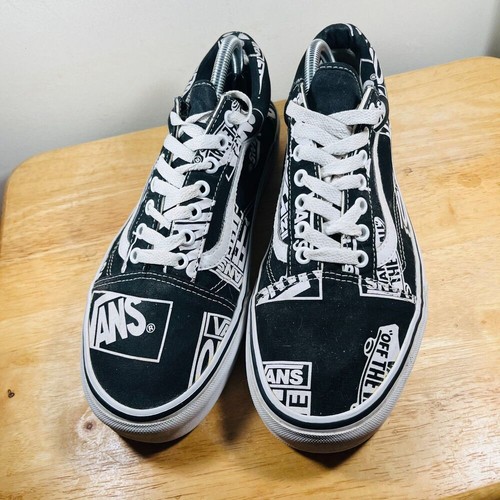 Vans Old Skool All Over Print Hombres Talla 10.5 Zapatos Negros Clásicos Tenis de Skate - Imagen 3 de 10