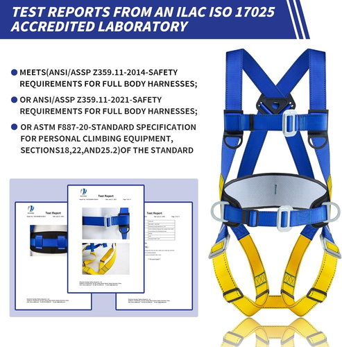 Universal Full Body Fall Protection Safety Harness with Dorsal D-Ring and Mating - Picture 7 of 8