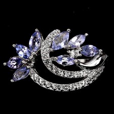 ELEGANT GENUINE NICE BLUE VIOLET TANZANITE  WHITE TOPAZ 925 SILVER RING SIZE 7