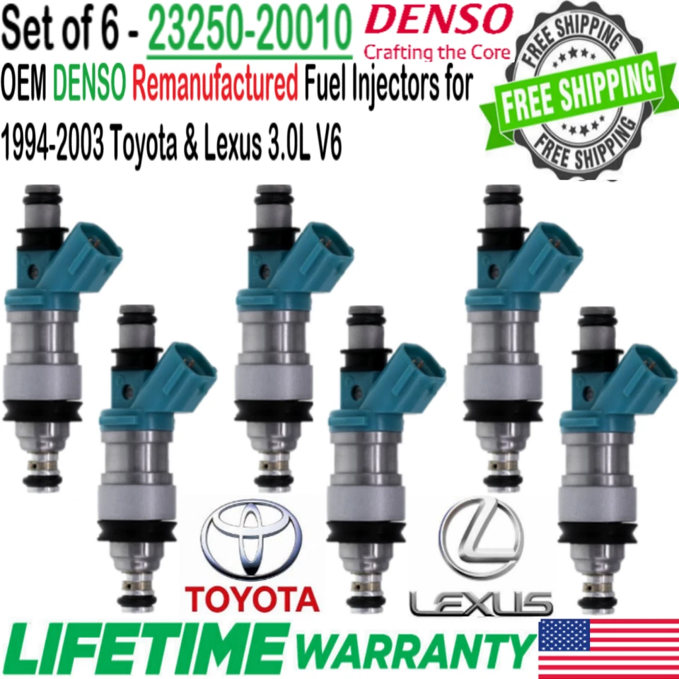 6 Sets Denso OEM 4-Hole Upgrade Fuel Injectors For 1994-2001 Lexus ES300 3.0L V6 Foto 2 de 4