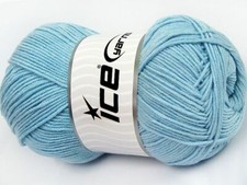 4-Skein Lot Lorena Yarn fine cotton 4x100g Baby Blue