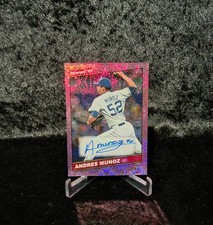 2020 Donruss Andres Munoz Rookie Auto Pink Fireworks Parallel /49