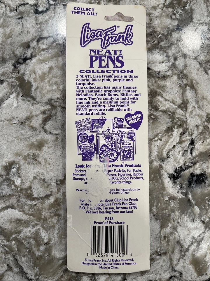 Canetas vintage Lisa Frank NEAT Melodies nostalgia rosa roxo tartaruga diversão - Imagem 4 de 4