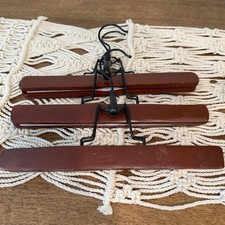 Wooden Clamp-Style Wooden Pants Clothes Hangers Set Of 3 10.75  Brown Black
