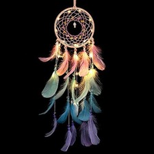 Dream Catcher Wall Decor, Handmade Dream Catcher with LED Light, Colorful Fea...