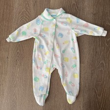 Carter's Footed Sleeper Unisex Newborn White Pastel Vintage Baby Snap Front