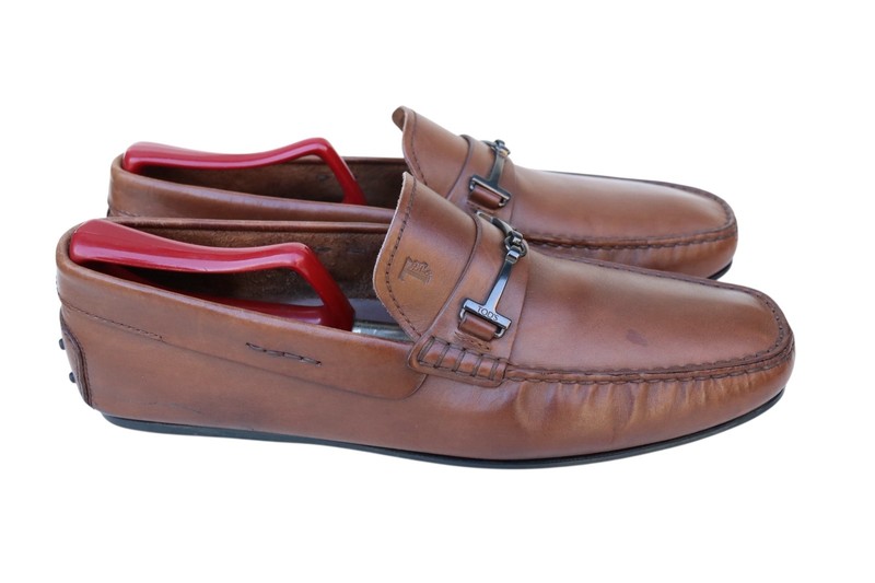 Tod's Italy Brown Leather Horse Bit Loafer Slip On Dress Driving Shoe SZ 8 US 9