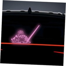Cute Cat Rear Wiper Sticker, High Reflective Funny Cat Dreaming Fish Purple