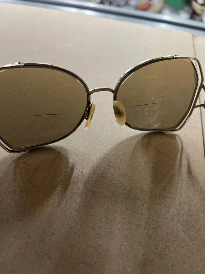 Gafas de sol unisex de aviador con marco de metal dorado lentes marrones Foto 2 de 3