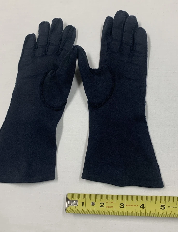 Guantes Largos Vintage Azul Diseño Ojales Largos Tela Suave Noche Fiesta Foto 3 de 4