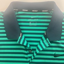 Nike Golf Men's Dri Fit Polo Shirt XL Short Sleeves Blue Green Striped New WOT