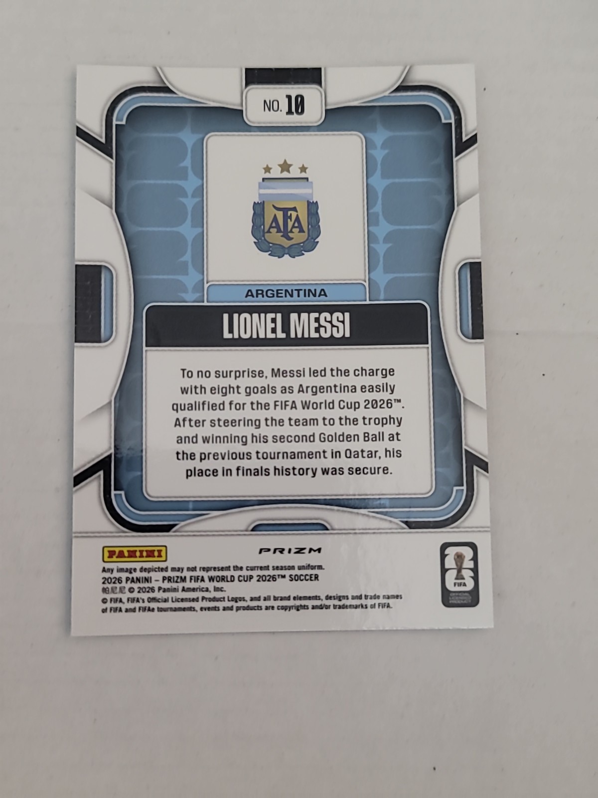 LIONEL MESSI 2026 Prizm FIFA World Cup Silver Disco SP Argentina #10 view 5