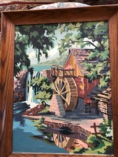 Very Large Vintage Paint By Number “ The Old Mill” designed by Dan Robbins, 1951