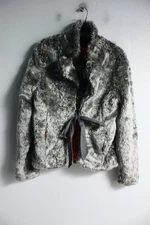 Eivissa Womens Faux Fur Lined Jacket - Grey Silver - Size Medium (k20)