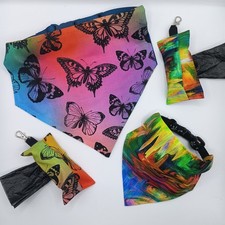 Butterflies 2 Rainbow Summer Spring Reversible Over the Collar Dog Bandanas